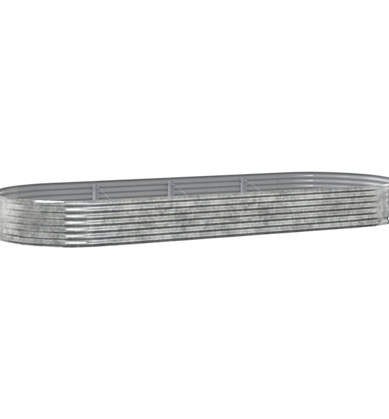 Hochbeet Pulverbeschichteter Stahl 373x140x36 cm Silbern
