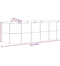 Hochbeet Pulverbeschichteter Stahl 249x100x68 cm Silbern