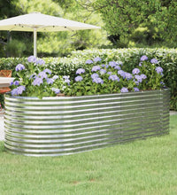 Hochbeet Pulverbeschichteter Stahl 249x100x68 cm Silbern