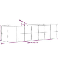 Hochbeet Pulverbeschichteter Stahl 322x100x68 cm Grau