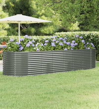 Hochbeet Pulverbeschichteter Stahl 322x100x68 cm Grau