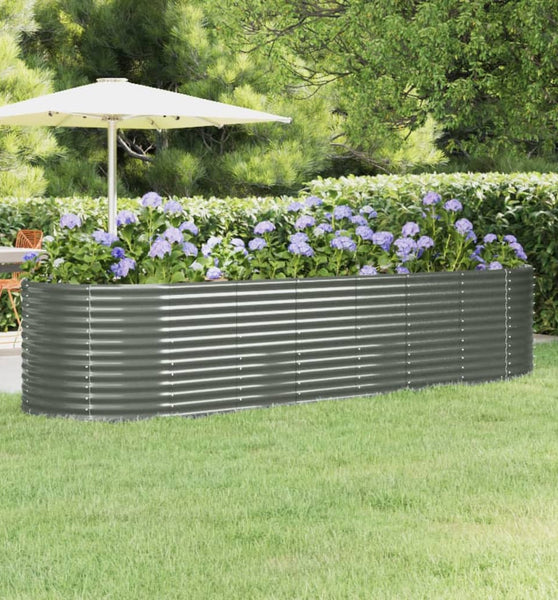 Hochbeet Pulverbeschichteter Stahl 322x100x68 cm Grau