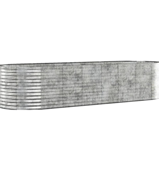 Hochbeet Pulverbeschichteter Stahl 322x100x68 cm Silbern