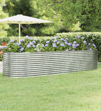 Hochbeet Pulverbeschichteter Stahl 322x100x68 cm Silbern