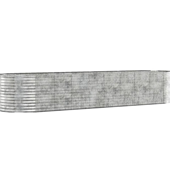 Hochbeet Pulverbeschichteter Stahl 396x100x68 cm Silbern