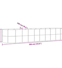 Hochbeet Pulverbeschichteter Stahl 396x100x68 cm Silbern