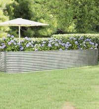 Hochbeet Pulverbeschichteter Stahl 396x100x68 cm Silbern