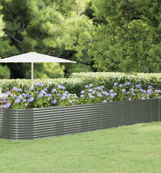 Hochbeet Pulverbeschichteter Stahl 507x100x68 cm Grau