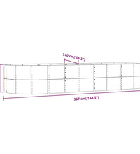 Hochbeet Silbern 367x140x68 cm Pulverbeschichteter Stahl