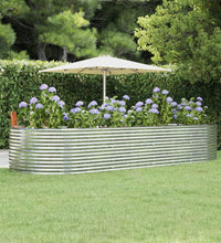 Hochbeet Silbern 367x140x68 cm Pulverbeschichteter Stahl