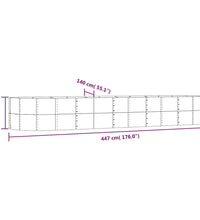 Hochbeet Grau 447x140x68 cm Pulverbeschichteter Stahl