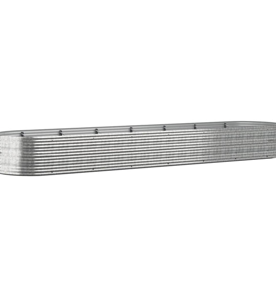 Hochbeet Pulverbeschichteter Stahl 584x140x68 cm Silbern