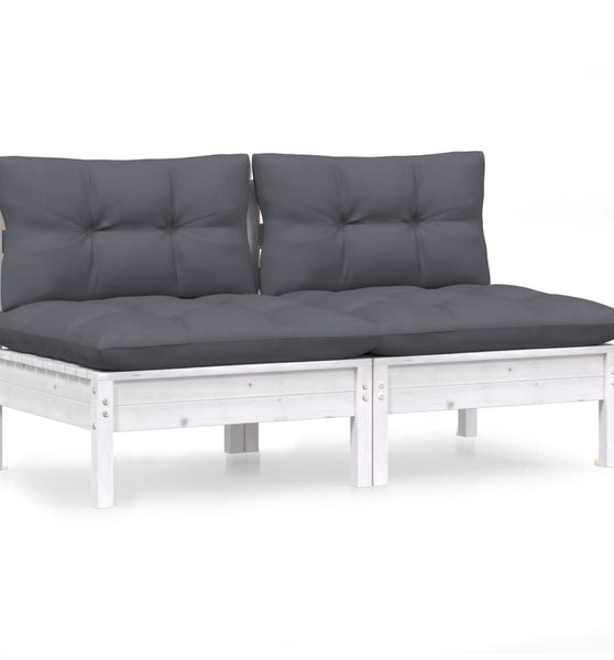 2-Sitzer-Gartensofa mit Anthrazit Kissen Massivholz Kiefer