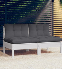 2-Sitzer-Gartensofa mit Anthrazit Kissen Massivholz Kiefer