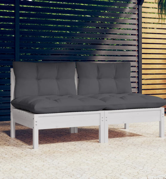 2-Sitzer-Gartensofa mit Anthrazit Kissen Massivholz Kiefer