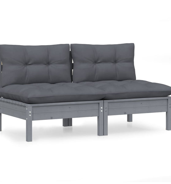 2-Sitzer-Gartensofa mit Anthrazit Kissen Massivholz Kiefer