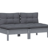 2-Sitzer-Gartensofa mit Anthrazit Kissen Massivholz Kiefer