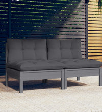 2-Sitzer-Gartensofa mit Anthrazit Kissen Massivholz Kiefer