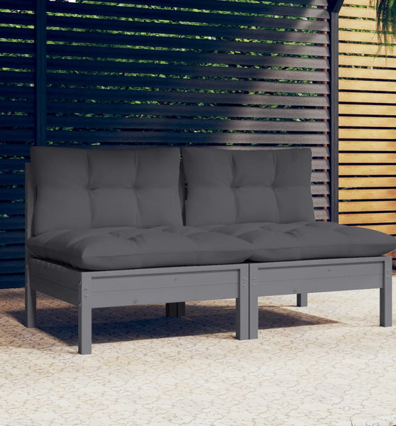 2-Sitzer-Gartensofa mit Anthrazit Kissen Massivholz Kiefer