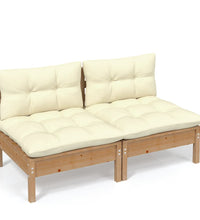 2-Sitzer-Gartensofa mit Creme Kissen Massivholz Kiefer