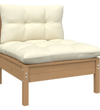 2-Sitzer-Gartensofa mit Creme Kissen Massivholz Kiefer