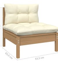 2-Sitzer-Gartensofa mit Creme Kissen Massivholz Kiefer