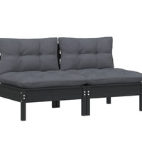 2-Sitzer-Gartensofa mit Anthrazit Kissen Massivholz Kiefer