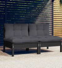 2-Sitzer-Gartensofa mit Anthrazit Kissen Massivholz Kiefer