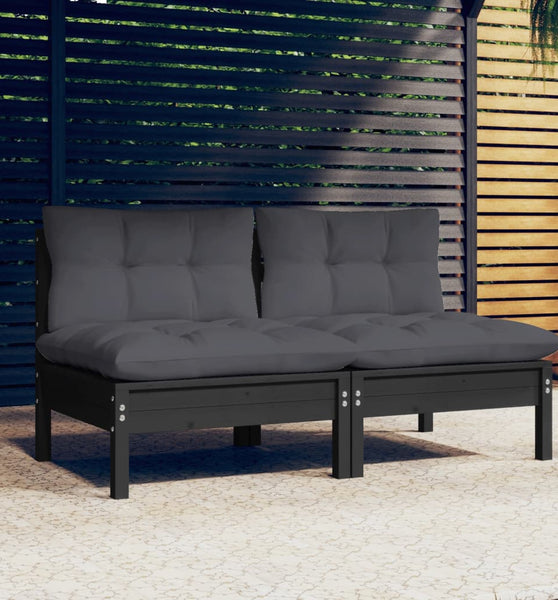 2-Sitzer-Gartensofa mit Anthrazit Kissen Massivholz Kiefer