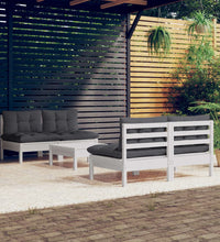 5-tlg. Garten-Lounge-Set mit Anthrazit Kissen Kiefernholz