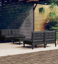 5-tlg. Garten-Lounge-Set mit Anthrazit Kissen Kiefernholz