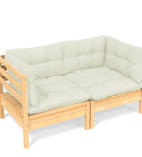 2-Sitzer-Gartensofa mit Creme Kissen Massivholz Kiefer