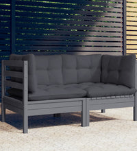 2-Sitzer-Gartensofa mit Anthrazit Kissen Massivholz Kiefer