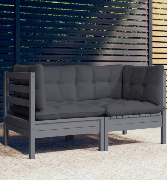 2-Sitzer-Gartensofa mit Anthrazit Kissen Massivholz Kiefer