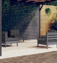 4-tlg. Garten-Lounge-Set mit Anthrazit Kissen Kiefernholz