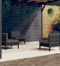 4-tlg. Garten-Lounge-Set mit Anthrazit Kissen Kiefernholz