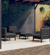 5-tlg. Garten-Lounge-Set mit Anthrazit Kissen Kiefernholz