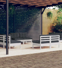 8-tlg. Garten-Lounge-Set mit Anthrazit Kissen Kiefernholz