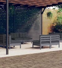 8-tlg. Garten-Lounge-Set mit Anthrazit Kissen Kiefernholz