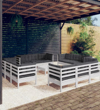 13-tlg. Garten-Lounge-Set mit Anthrazit Kissen Kiefernholz