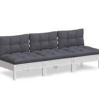 3-Sitzer-Gartensofa mit Anthrazit Kissen Massivholz Kiefer