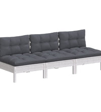 3-Sitzer-Gartensofa mit Anthrazit Kissen Massivholz Kiefer