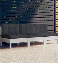 3-Sitzer-Gartensofa mit Anthrazit Kissen Massivholz Kiefer