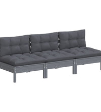 3-Sitzer-Gartensofa mit Anthrazit Kissen Massivholz Kiefer