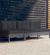 3-Sitzer-Gartensofa mit Anthrazit Kissen Massivholz Kiefer