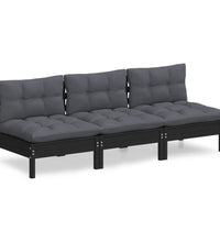 3-Sitzer-Gartensofa mit Anthrazit Kissen Massivholz Kiefer