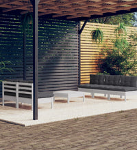 6-tlg. Garten-Lounge-Set mit Anthrazit Kissen Kiefernholz