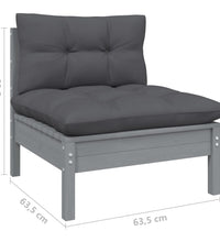 3-Sitzer-Gartensofa mit Anthrazit Kissen Massivholz Kiefer