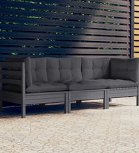 3-Sitzer-Gartensofa mit Anthrazit Kissen Massivholz Kiefer