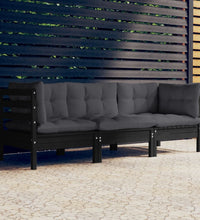 3-Sitzer-Gartensofa mit Anthrazit Kissen Massivholz Kiefer